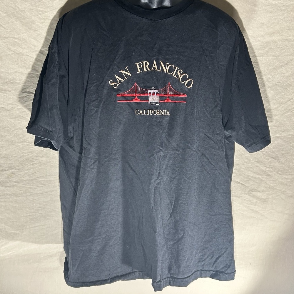 San Francisco Golden Gate Bridge & Cable Car Graphic T-Shirt Black 2XL